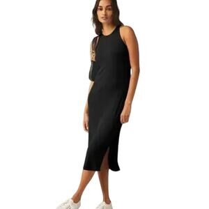 GOLDRAY Rosalee Ribbed Knit Midi Dress Tie Side Bodycon Black NWOT Medium